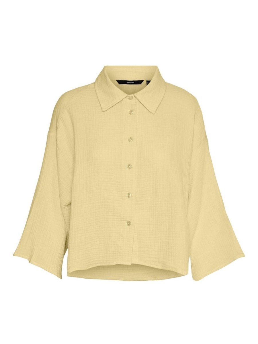 Dame Vero Moda Skjorter & Bluser | Natali 3/4 Crop Shirt - Lemon Meringue