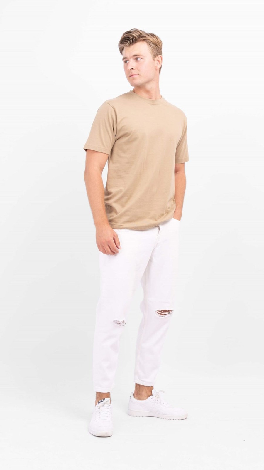 Herre Only u0026 Sons Jeans | Avi Beam Crop Damage - White Denim