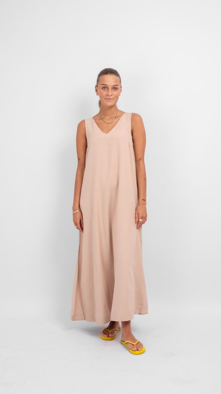 Dame VILA Kjoler | Prisilla V-Neck Midi Dress - Cement