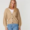 Dame ONLY Strik | Knappet Cardigan - Beige