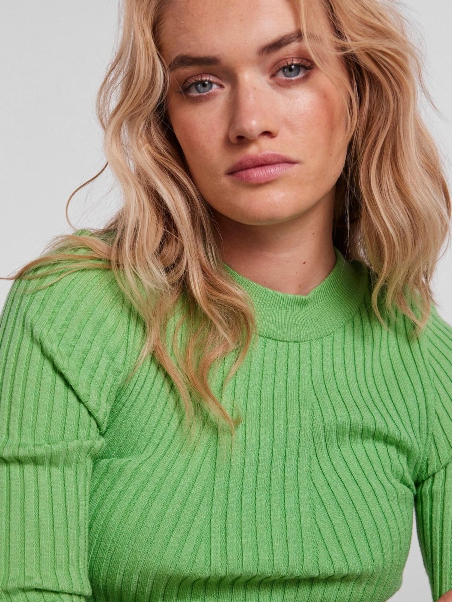 Dame PIECES Strik | Crista Knit Top - Absinthe Green