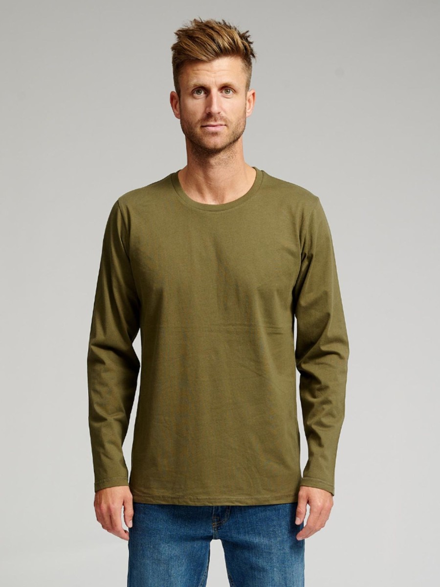 Herre TeeShoppen T-Shirts | Basic Langaermet T-Shirt - Armygron