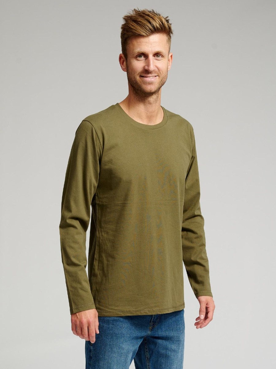 Herre TeeShoppen T-Shirts | Basic Langaermet T-Shirt - Armygron