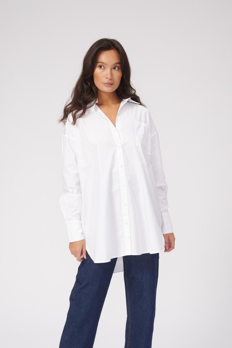 Dame TeeShoppen Skjorter & Bluser | Oversized Shirt - Hvid