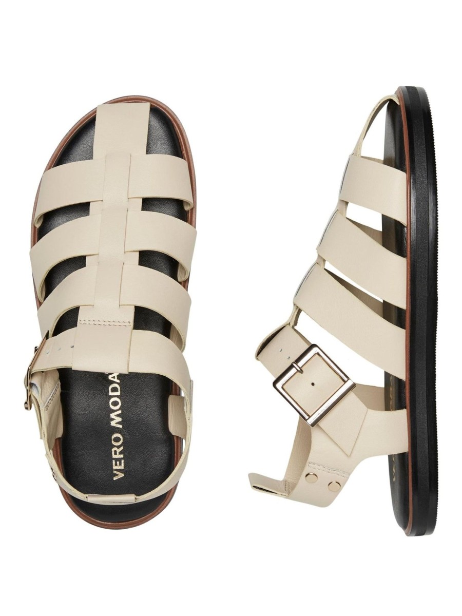 Dame Vero Moda Sko | Gitta Laeder Sandal - Oatmeal