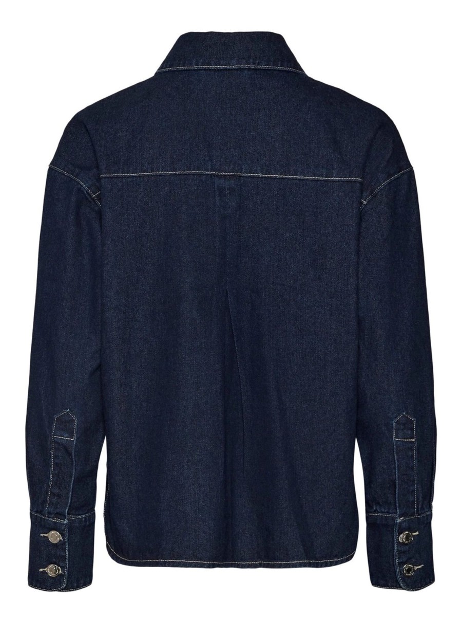 Dame Vero Moda Skjorter & Bluser | Josie Denim Skjorte - Dark Blue Denim