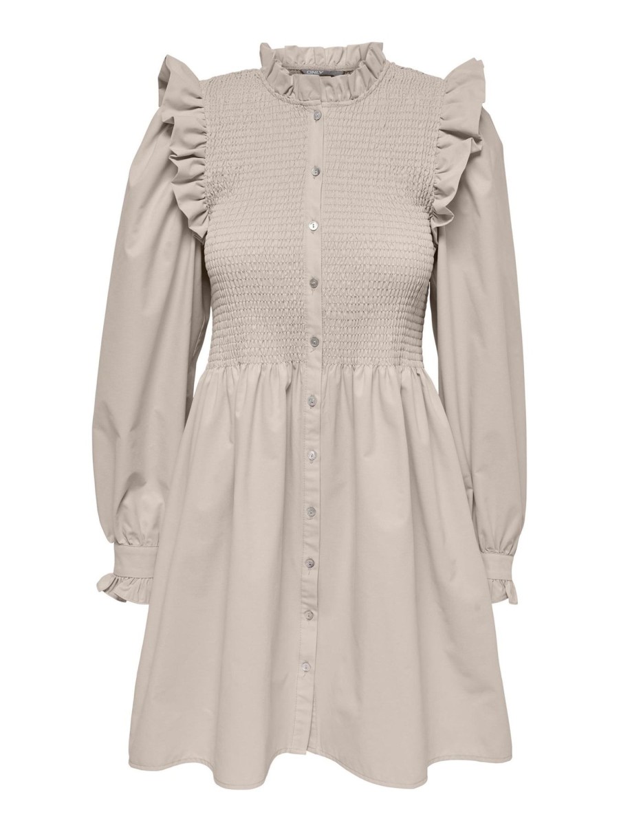 Dame ONLY Kjoler | Aspen Smock Kjole - Pumice Stone