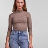 Dame PIECES Strik | Kitte Rollneck Top - Fossil