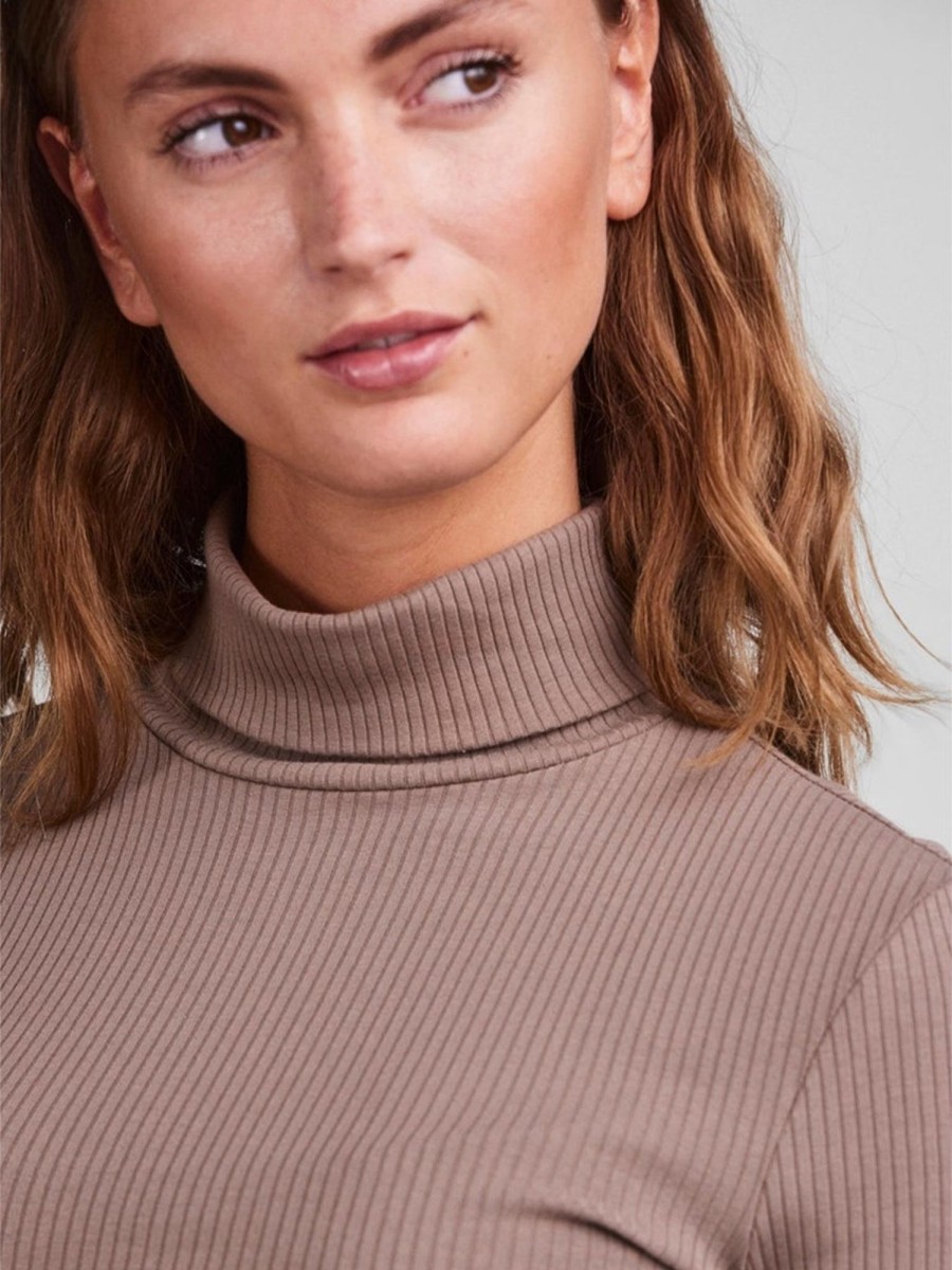 Dame PIECES Strik | Kitte Rollneck Top - Fossil