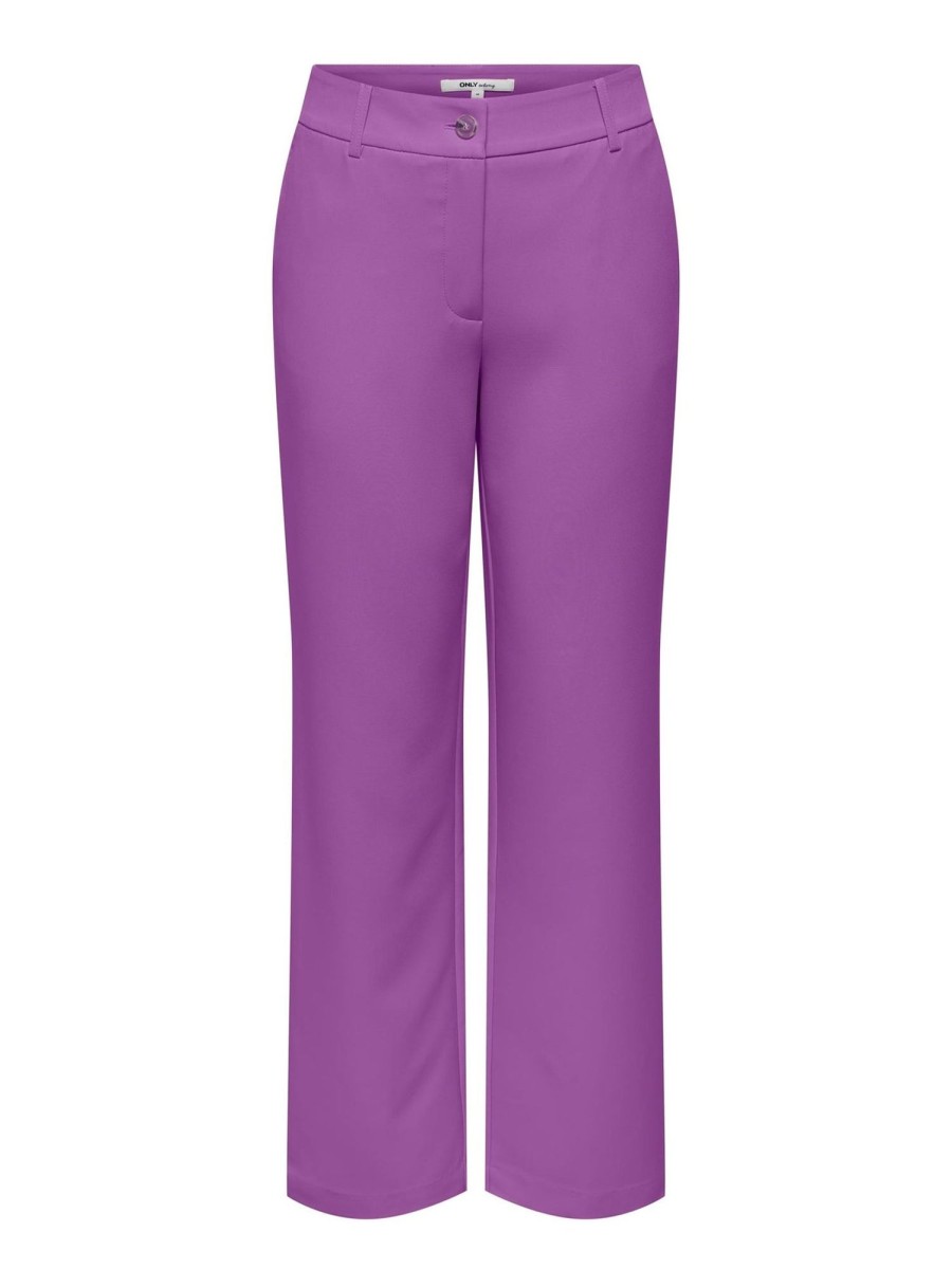 Dame ONLY Bukser | Lana-Berry Mid Straight Pants - Dewberry