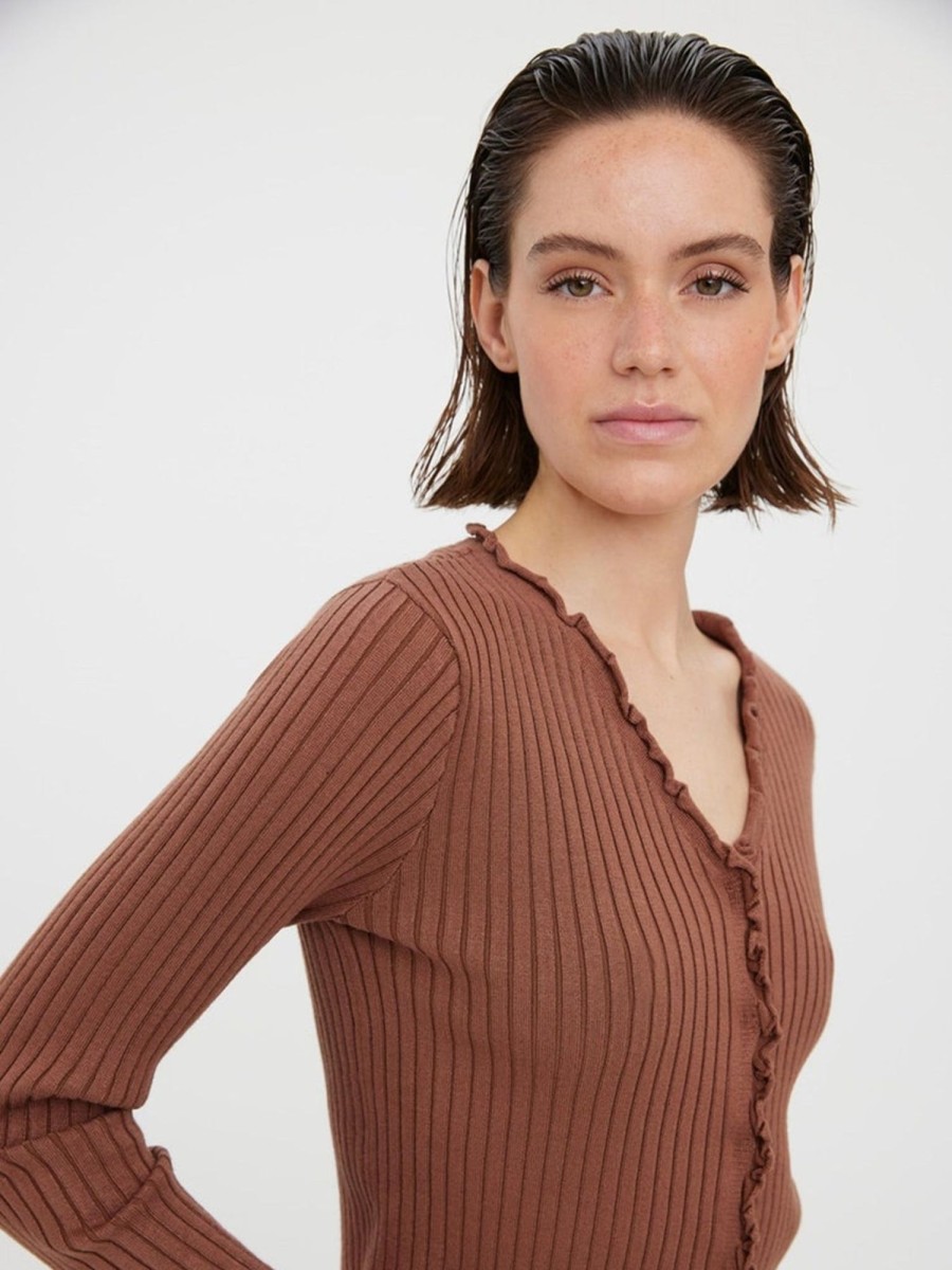 Dame Vero Moda Strik | Elly Frill Cardigan - Aztec