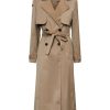 Dame PIECES Jakker & Frakker | Nikkie Long Belt Trenchcoat - Silver Mink