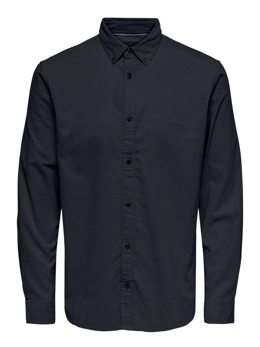 Herre Only u0026 Sons Skjorter | Logan Life Reg Skjorte - Dark Navy