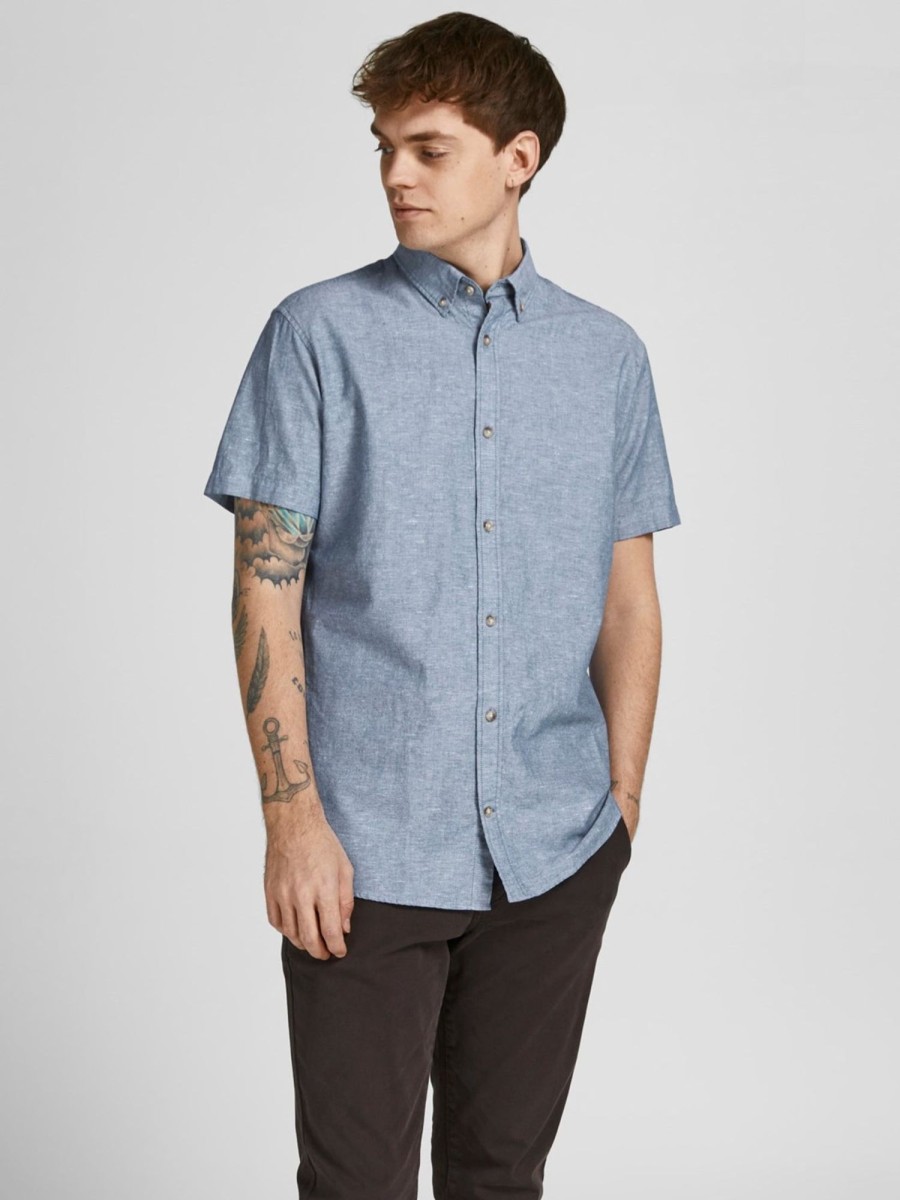 Herre Jack u0026 Jones Skjorter | Jj Summer Shirt - Faded Denim