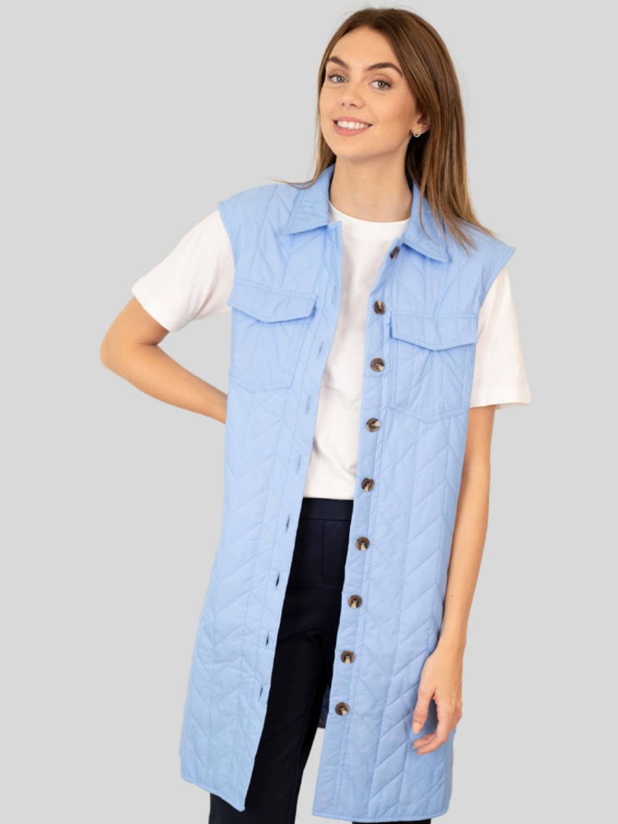 Dame Vero Moda Veste | Magda Lang Quilted Vest - Hydrangea