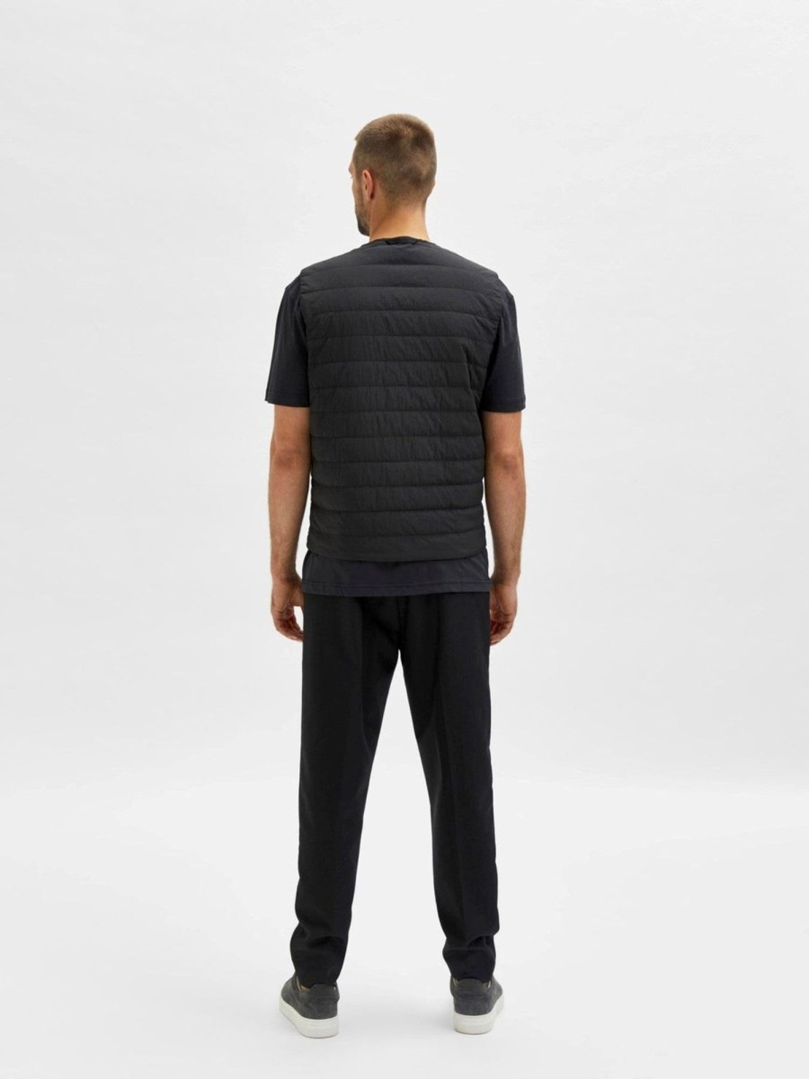 Herre Selected Homme Jakker & Frakker | Rund Halsudskaering Dynevest - Sort