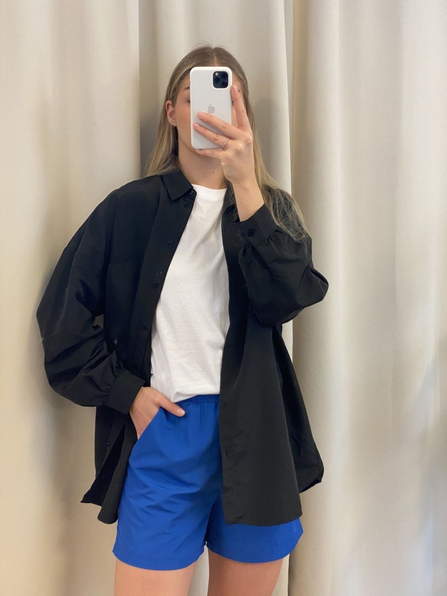 Dame PIECES Skjorter & Bluser | Chrilina Oversized Shirt - Sort