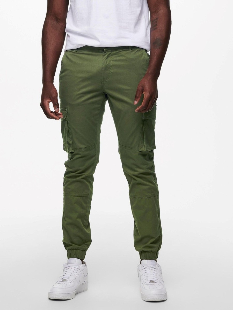 Herre Only u0026 Sons Bukser | Cam Stage Cargo Pants - Olive Night