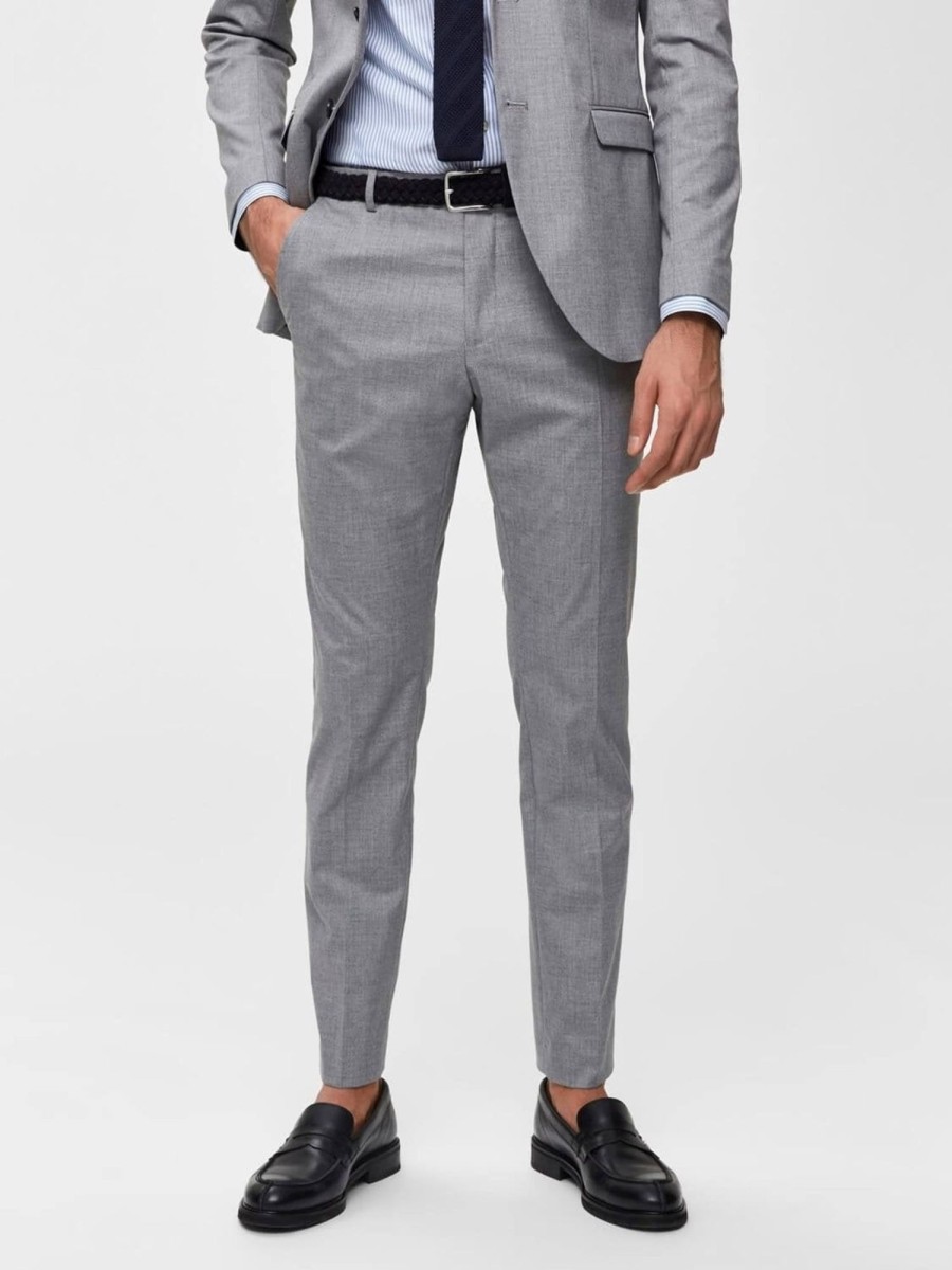 Herre Selected Homme Bukser | Slim Fit Habitbukser - Lyse Gra