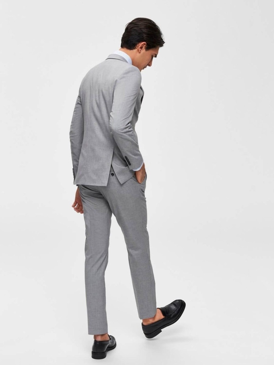 Herre Selected Homme Bukser | Slim Fit Habitbukser - Lyse Gra