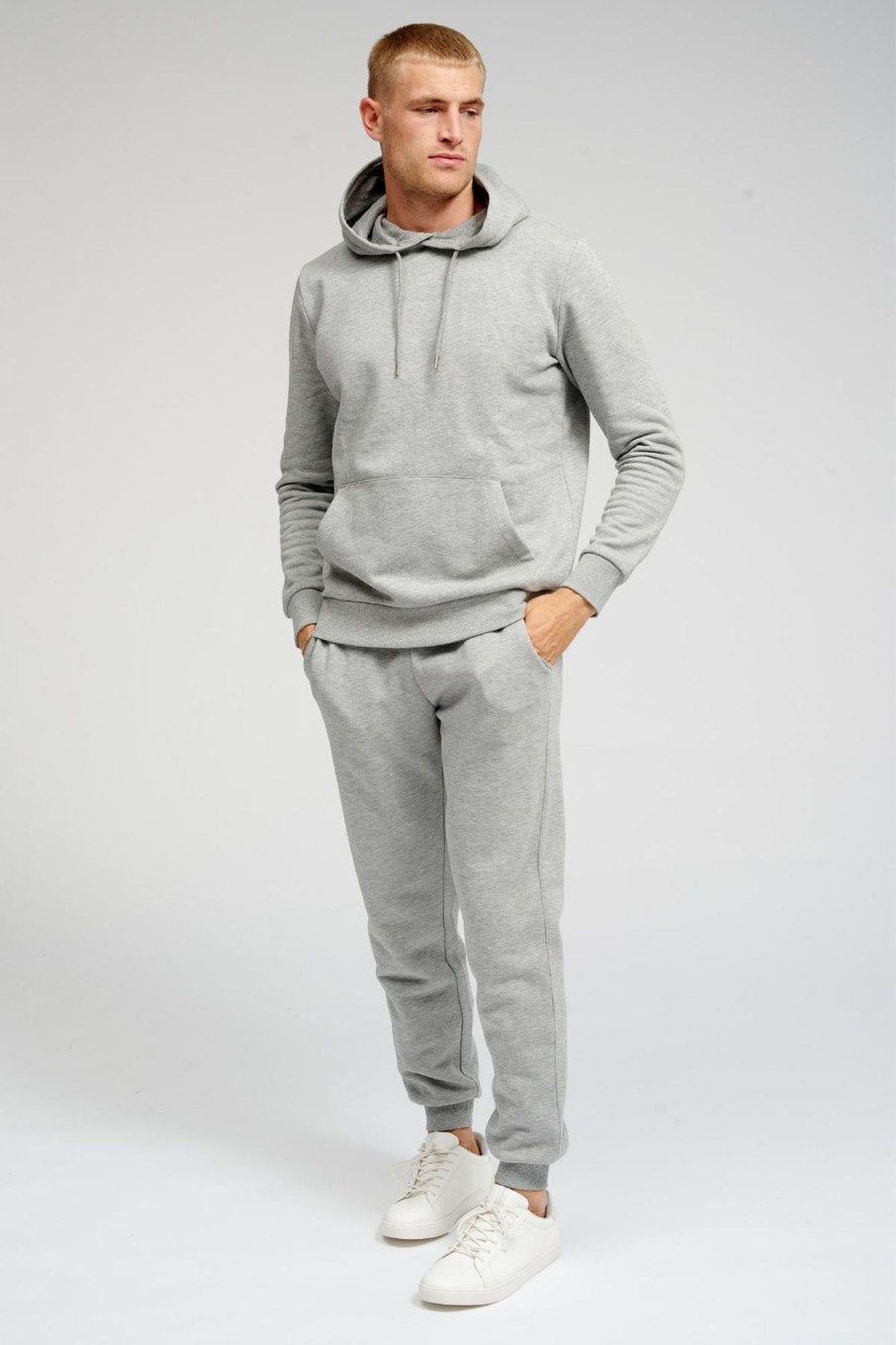 Herre TeeShoppen Trojer | Basic Hoodie Sweat - Lys Gra Melange