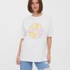 Dame Vero Moda T-Shirts & Toppe | Fia Cody Lang Top - Hvid: Good Vibes Only