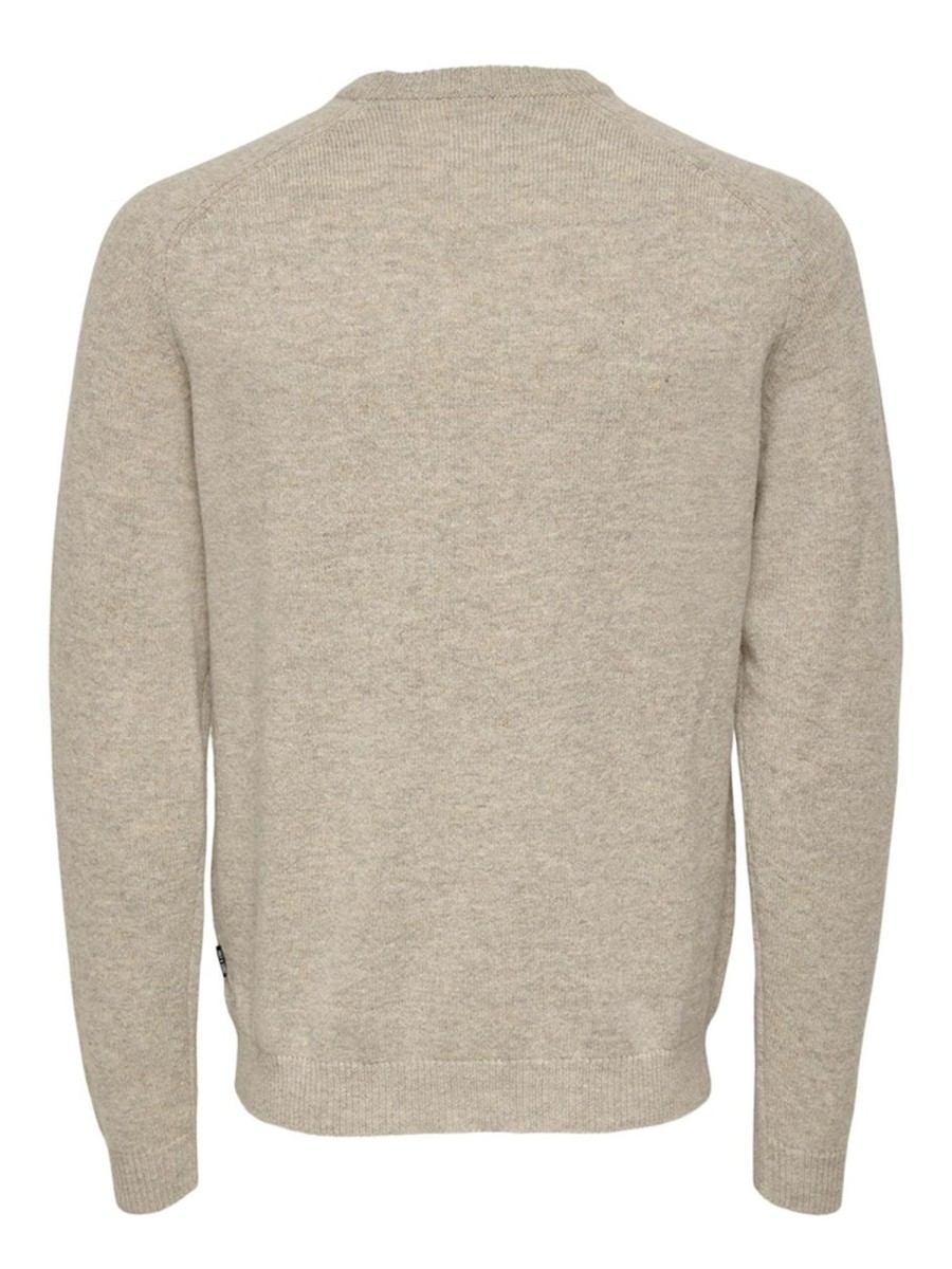 Herre Only u0026 Sons Strik | Edward Strik Pullover - Oatmeal