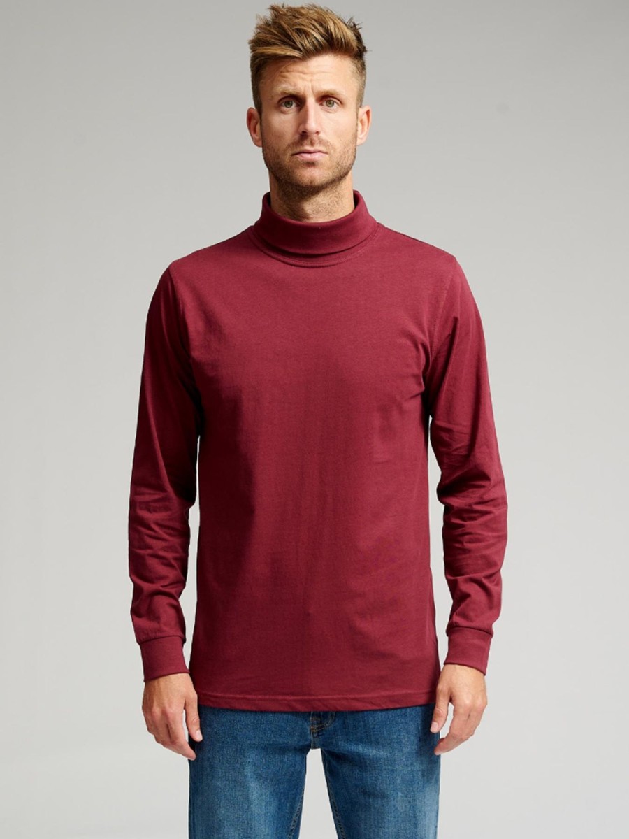 Herre TeeShoppen T-Shirts | Rullekrave Troje - Bordeaux Rod