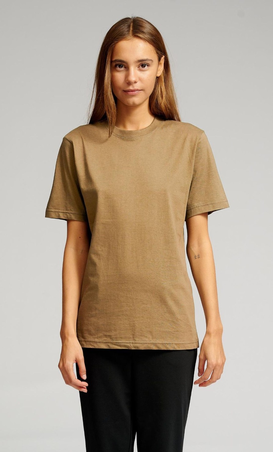 Dame TeeShoppen T-Shirts & Toppe | Oversized T-Shirt - Khaki (Dame)