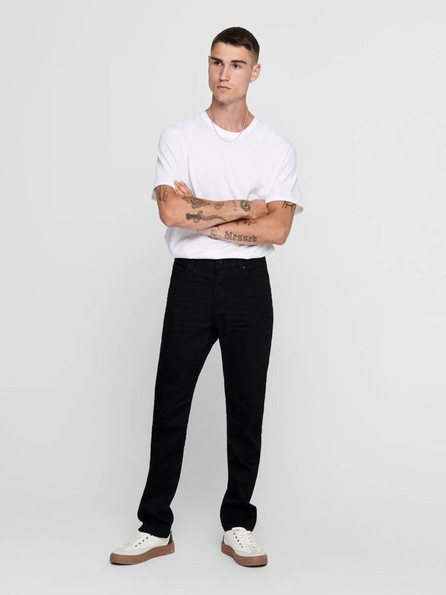 Herre Only u0026 Sons Jeans | Mike Stretch Jeans - Sort (Bred Pasform)