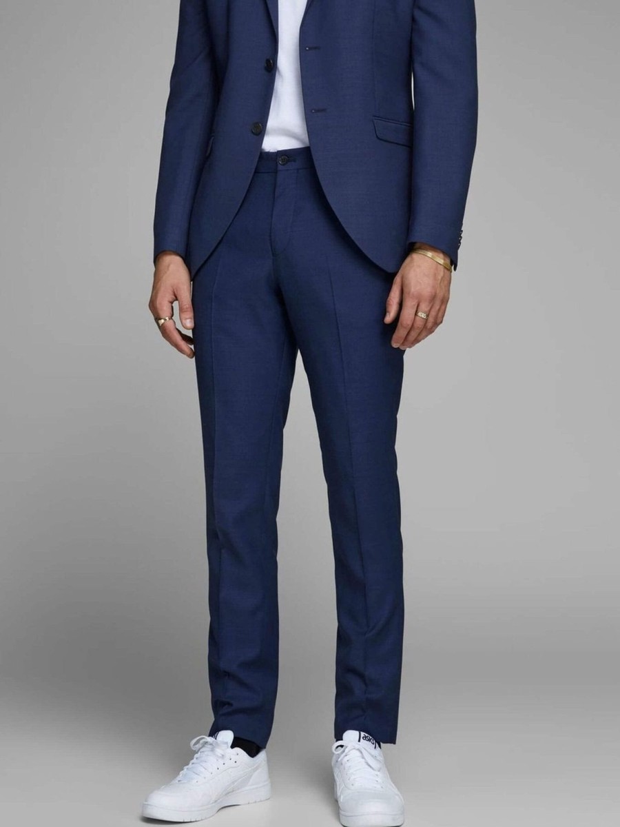 Herre Jack u0026 Jones Bukser | Klassisk Habitbukser Slimfit - Medieval Blue