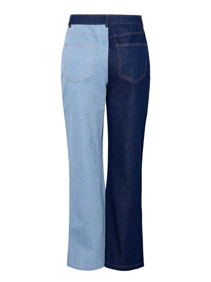 Dame PIECES Jeans | Lena Straight Denim Bukser - Light Blue Denim