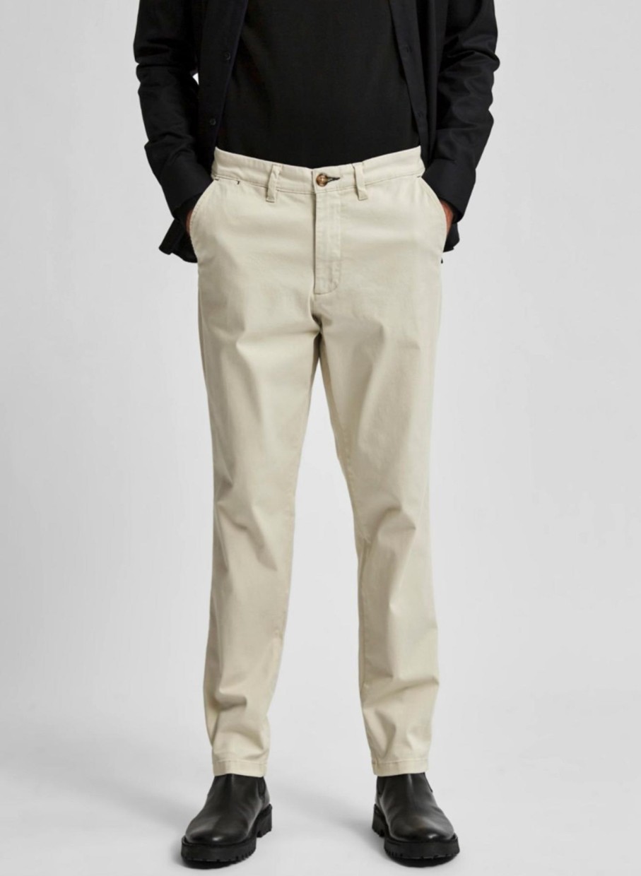 Herre Selected Homme Bukser | Miles Flex Chino Pant - Moonstruck (Okologisk Bomuld)