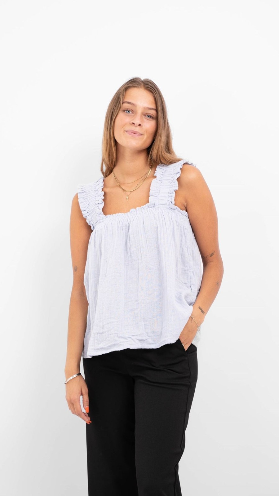 Dame PIECES T-Shirts & Toppe | Lelou Top - Kentucky Blue