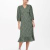 Dame ONLY Kjoler | Olivia 3/4 Wrap Midi Dress - Balsam Green