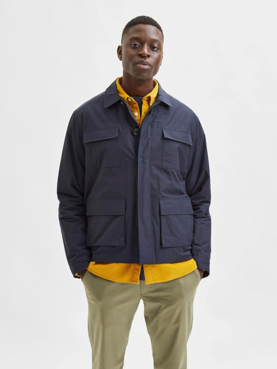 Herre Selected Homme Jakker & Frakker | Regen Field Jacket - Sky Captain