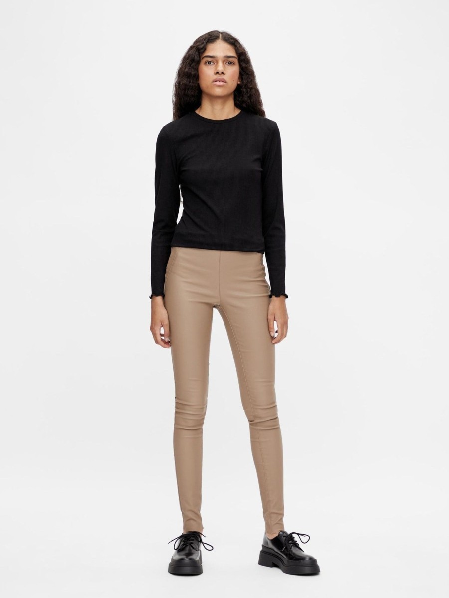 Dame Object Bukser | Belle Coated Leggings - Beige