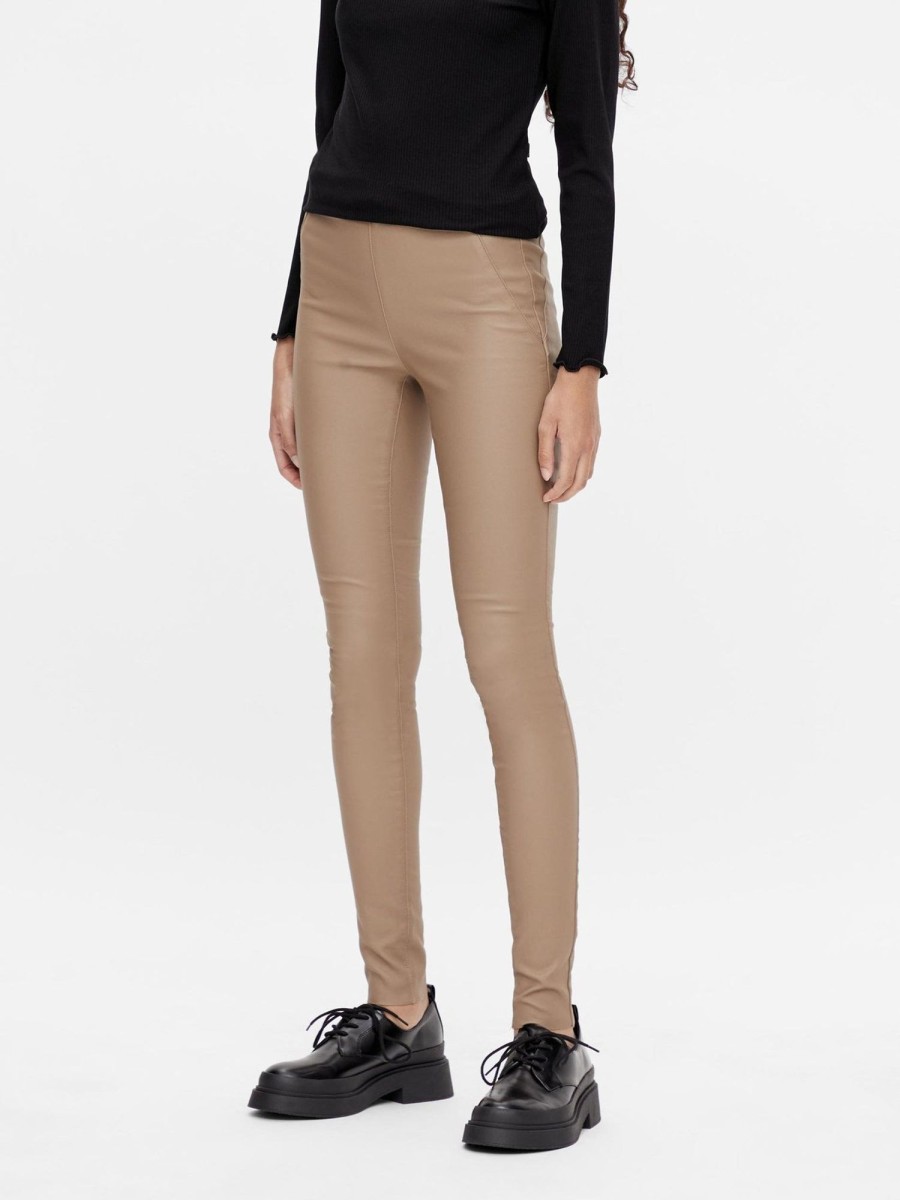 Dame Object Bukser | Belle Coated Leggings - Beige