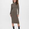 Dame Vero Moda Kjoler | Aria Calf Kjole - Black/Silver Mink