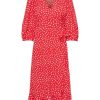 Dame ONLY Kjoler | Olivia 3/4 Wrap Midi Dress - Mars Red