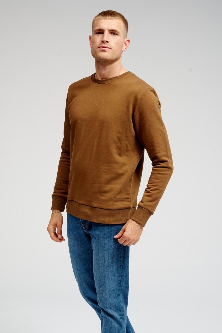 Herre TeeShoppen Trojer | Basic Crewneck Sweat - Brun