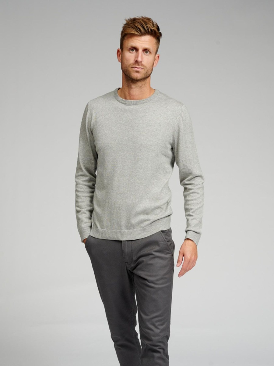 Herre TeeShoppen Strik | Basic Knit Crewneck - Lysegra Meleret