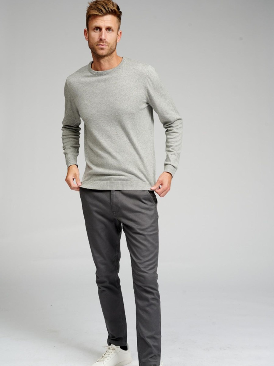 Herre TeeShoppen Strik | Basic Knit Crewneck - Lysegra Meleret