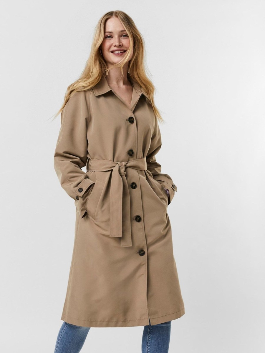 Dame Vero Moda Jakker & Frakker | Tessa Long Coat - Silver Mink