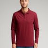 Herre TeeShoppen Poloshirts | Muscle Langaermet Polo Shirt - Bordeaux Rod