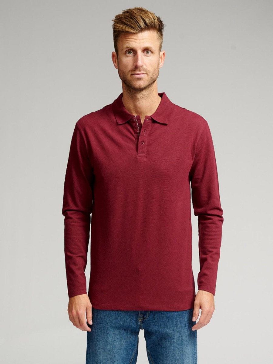 Herre TeeShoppen Poloshirts | Muscle Langaermet Polo Shirt - Bordeaux Rod