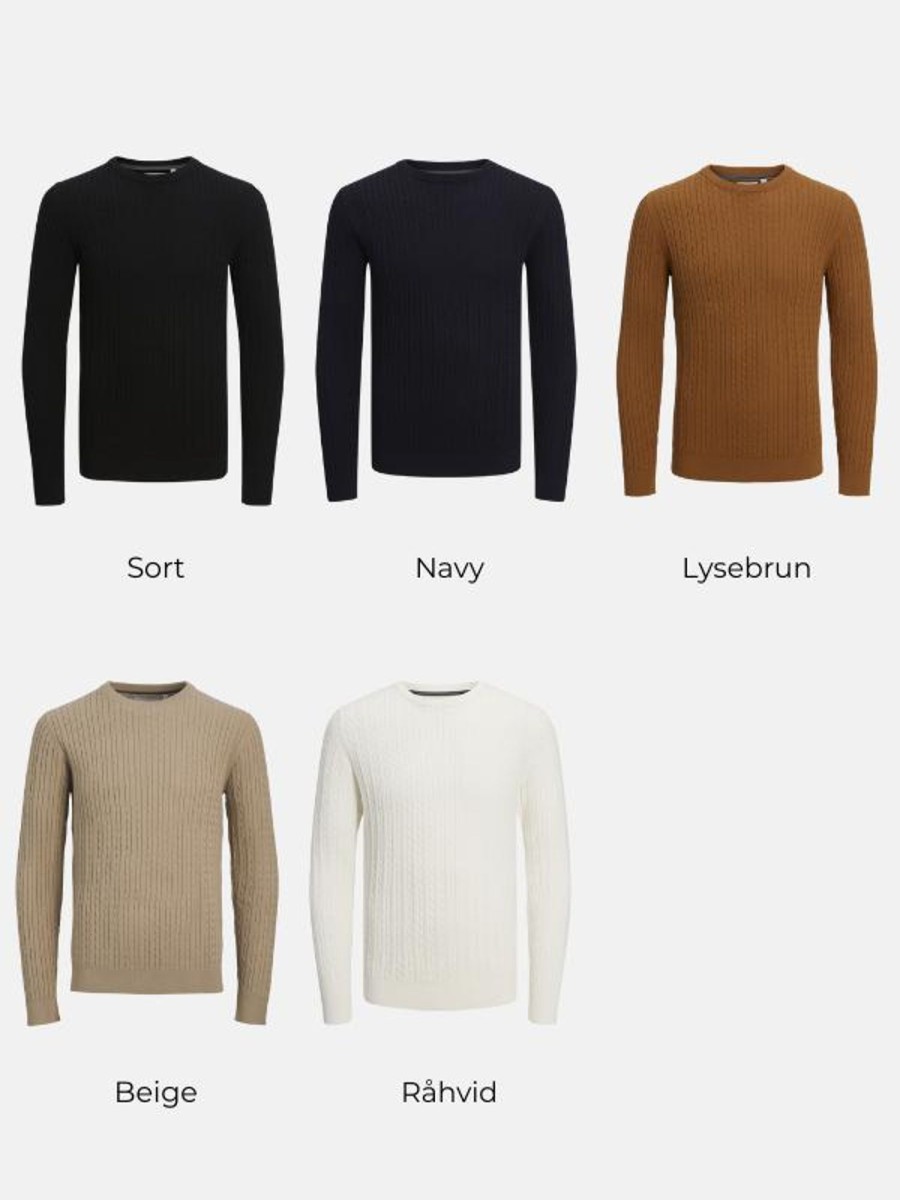 Herre TeeShoppen Strik | Cable Knit Crewneck - Pakketilbud (2 Stk.)