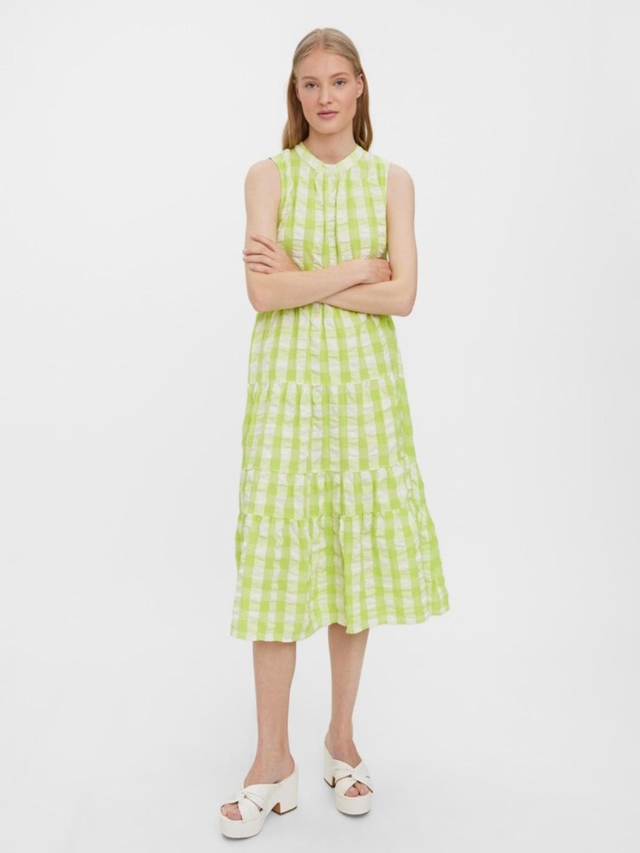 Dame Vero Moda Kjoler | Sody Calf Highneck Kjole - Shadow Lime