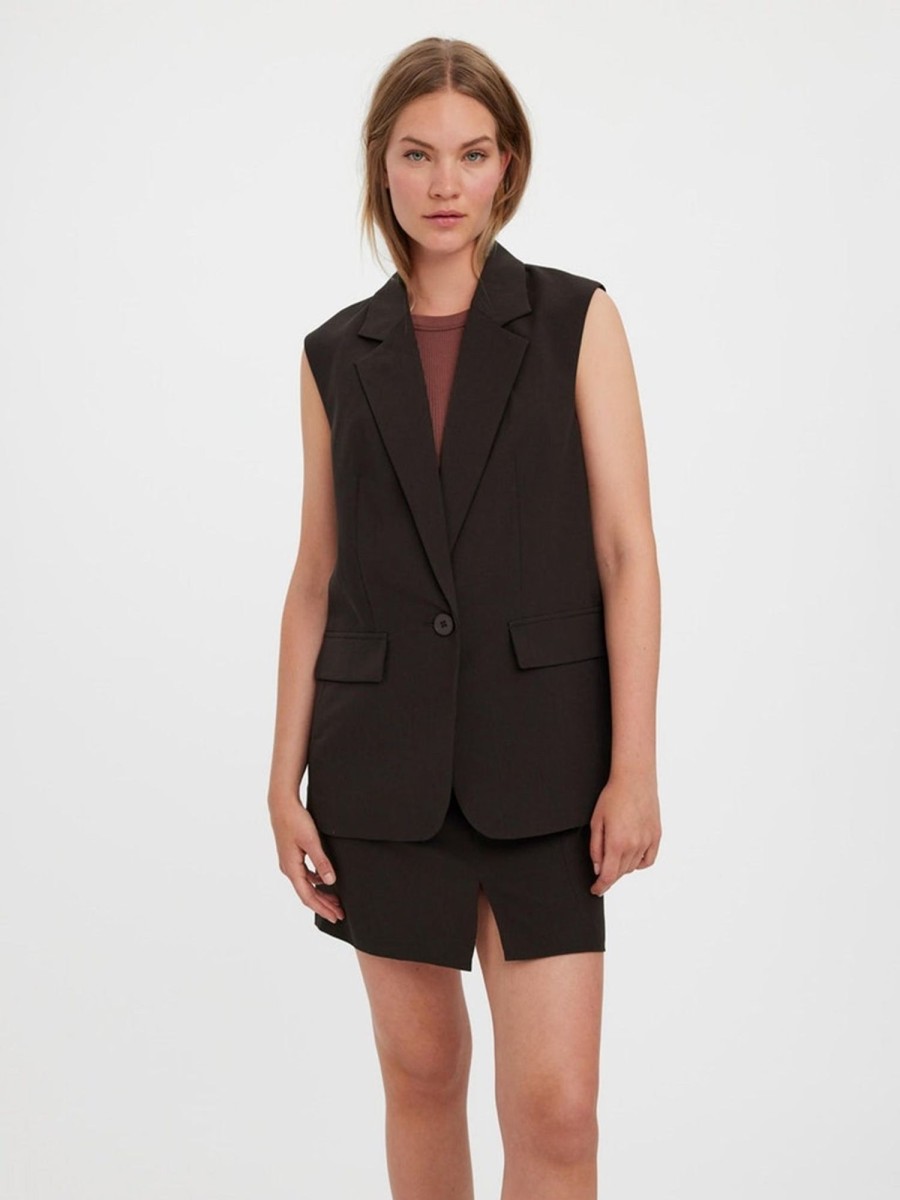 Dame Vero Moda Blazere | Troian Blazer Vest - Coffee Bean