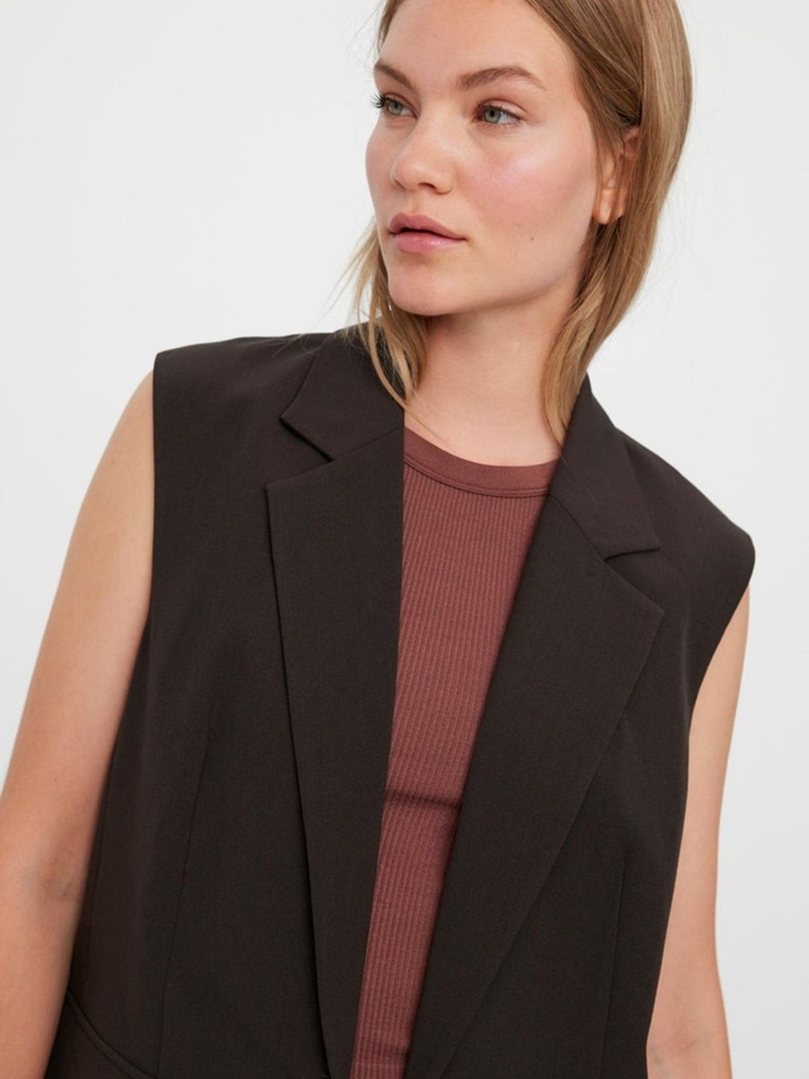 Dame Vero Moda Blazere | Troian Blazer Vest - Coffee Bean